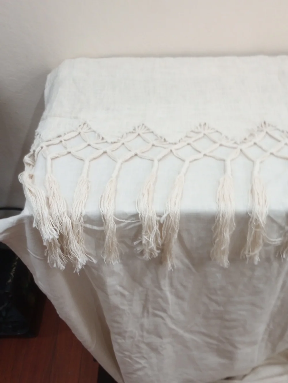 Anthropologie Knotted Macrame Curtain Ivory - 50